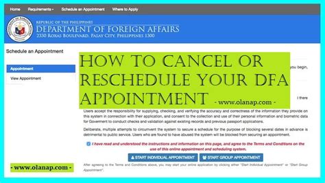 how to cancel dfa appointment without code